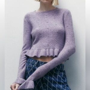 Zara knit sweater rhinestone